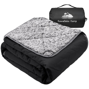 KawaGebo Kamp Sherpa blanket on stadium seating for chilly games.