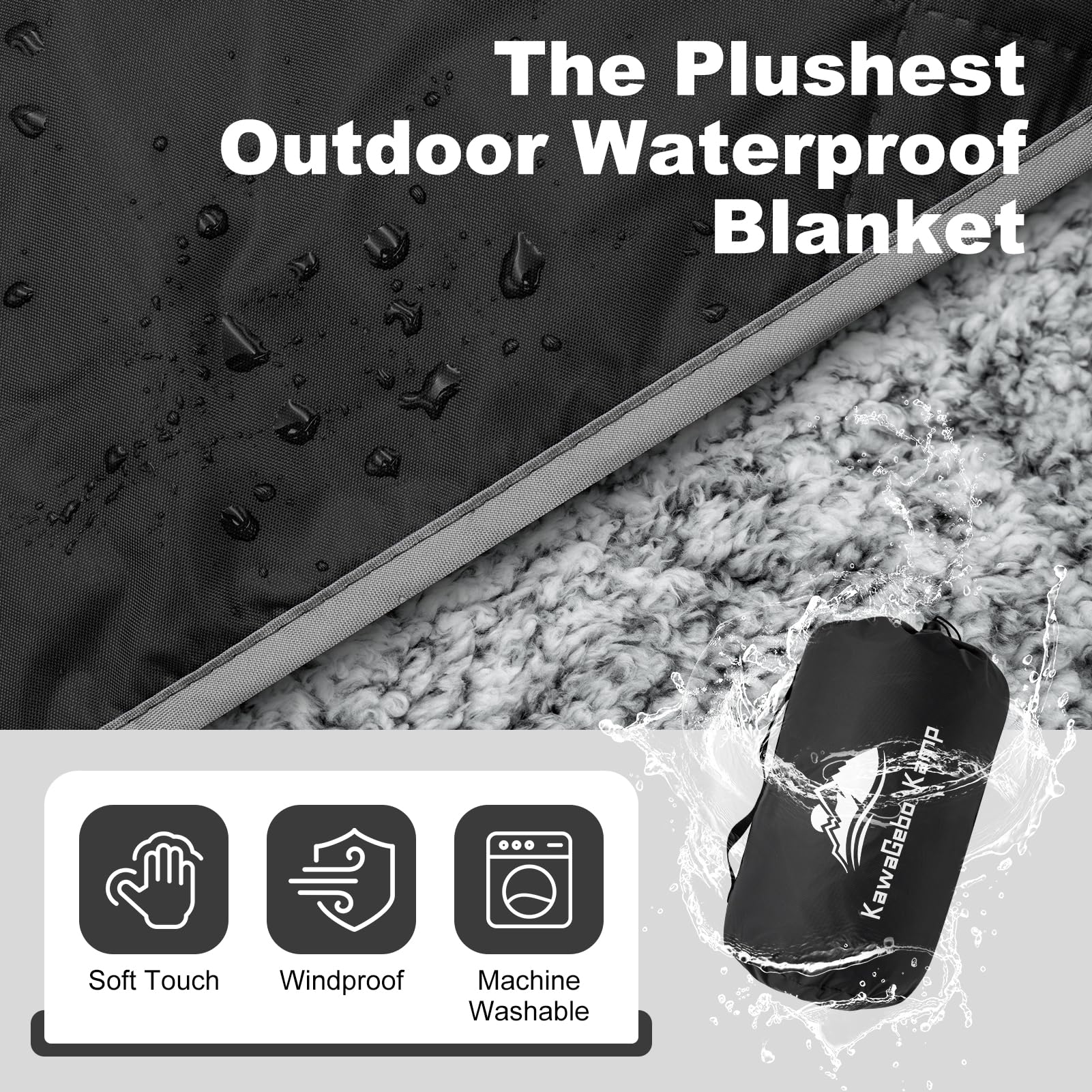 KawaGebo Kamp Sherpa blanket ultra-large 80x58 inches for two.