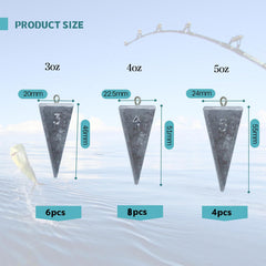 KAXIWEI pyramid sinkers 4oz 8pc offer stable bait position in currents