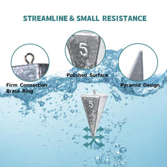 KAXIWEI pyramid sinkers 5oz 4pc provide reliable sinking for coastal rigs