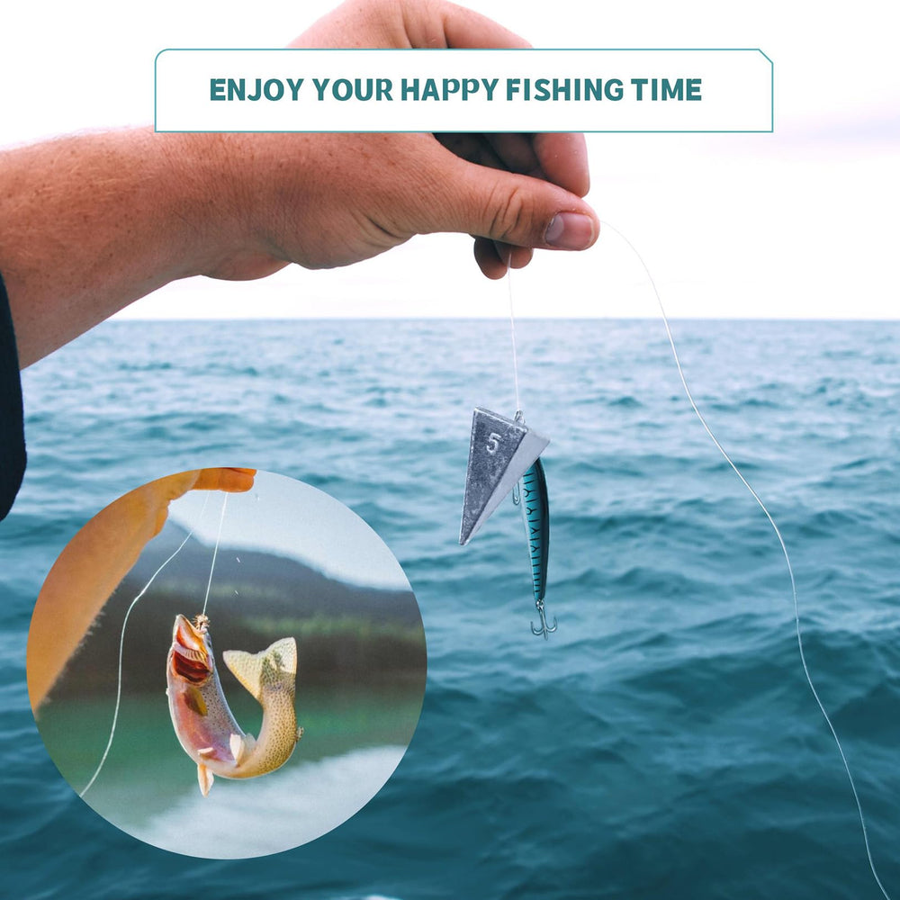 KAXIWEI pyramid sinkers pictured with offshore fishing setup for depth adjustment
