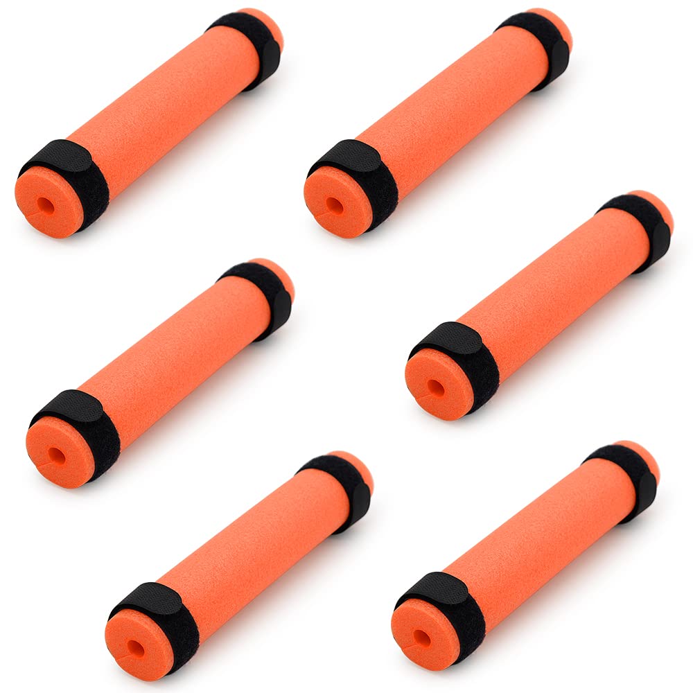 Six orange foam fishing rod floats for kayaks