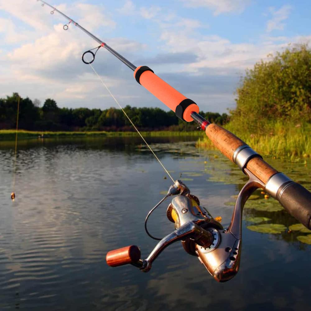 Bright orange fishing rod floats for quick spotting