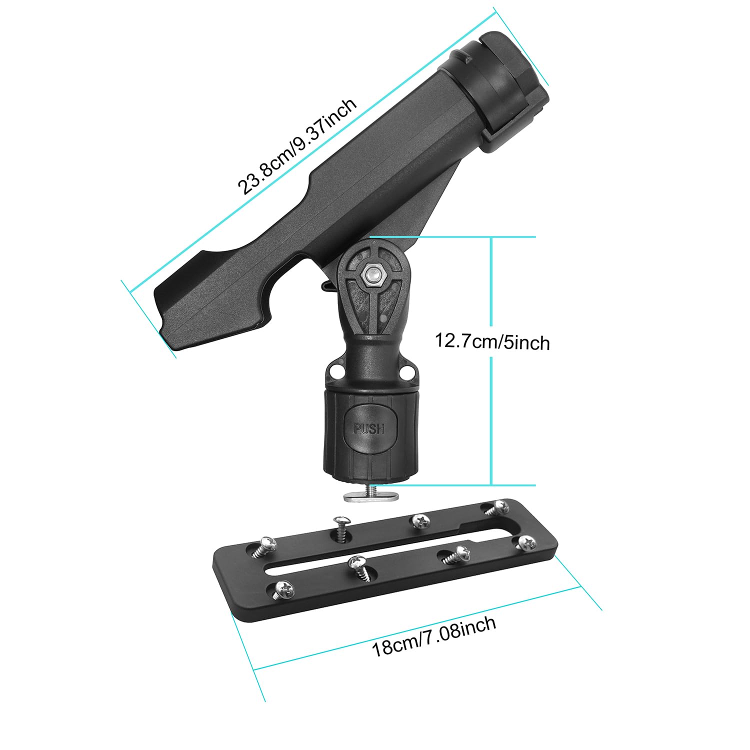 T-shaped screw mounting for kayak rod holder