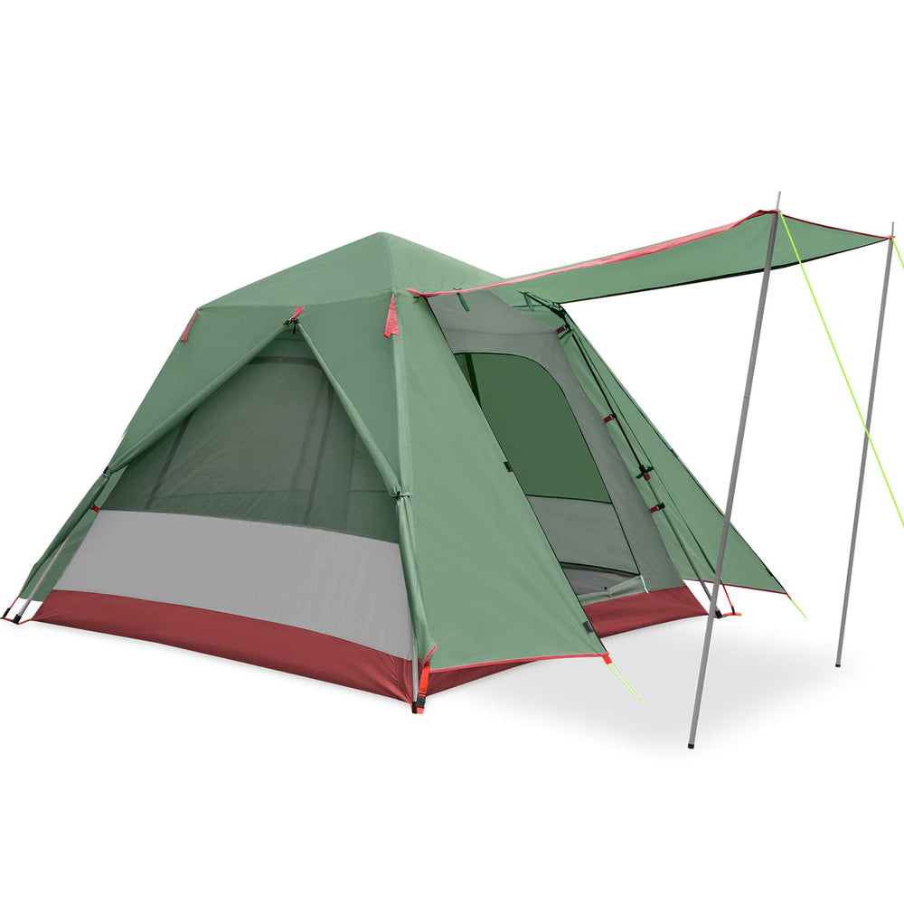 KAZOO 3-person tent setup demonstrates quick one-person assembly for easy camping.