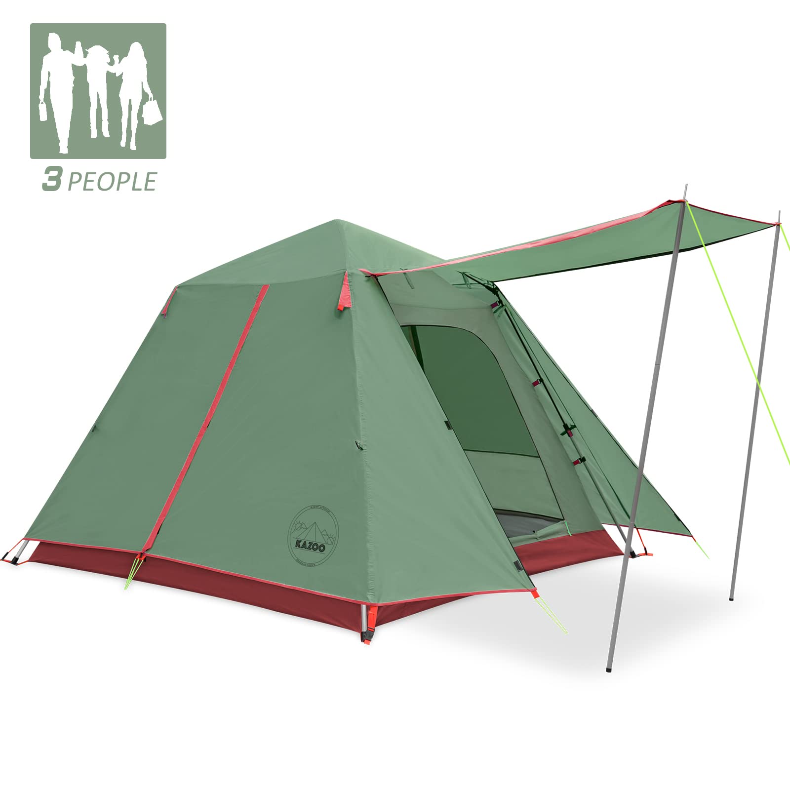KAZOO camping tent aluminum-pole frame combines strength and lightness.