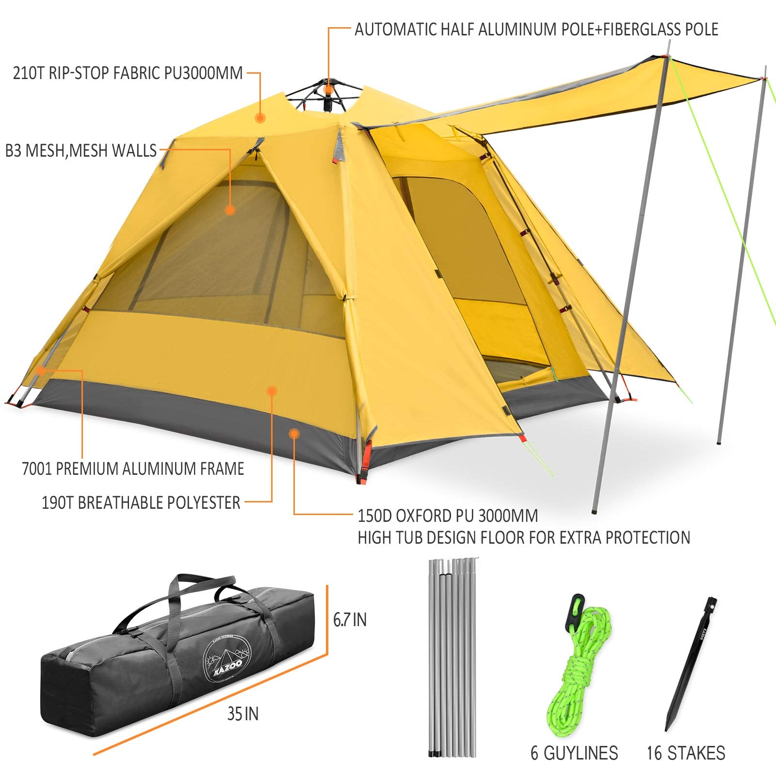 KAZOO pole assembly showing fiberglass-aluminum frame for sturdy support