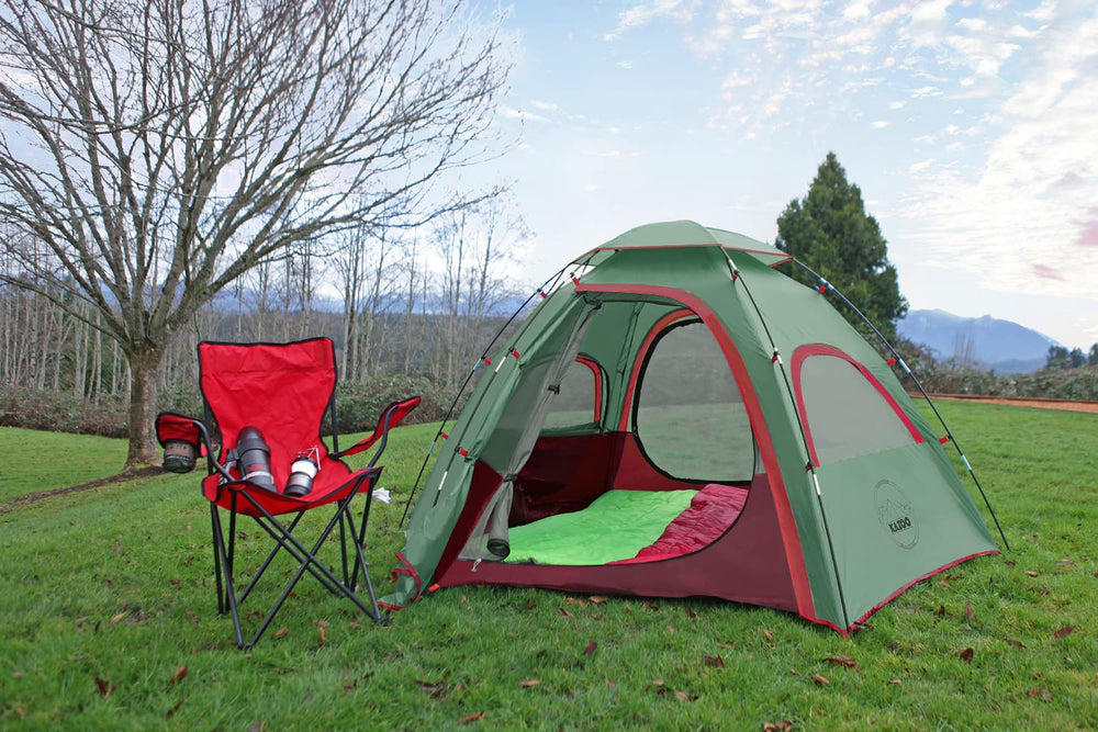 KAZOO outdoor family tent entrance shot demonstrates quick setup potential.