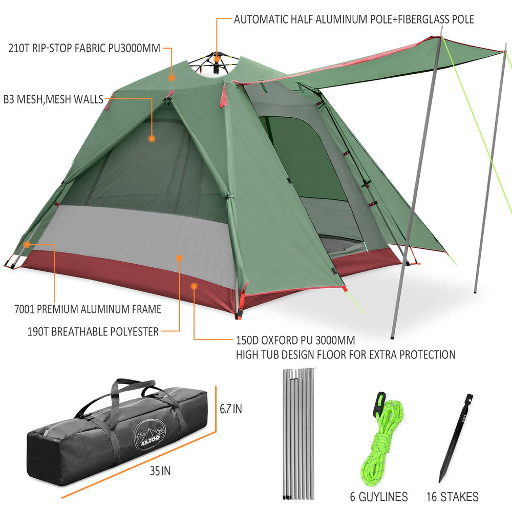 KAZOO tent sunshade doors offer flexible access and shade in bright weather.