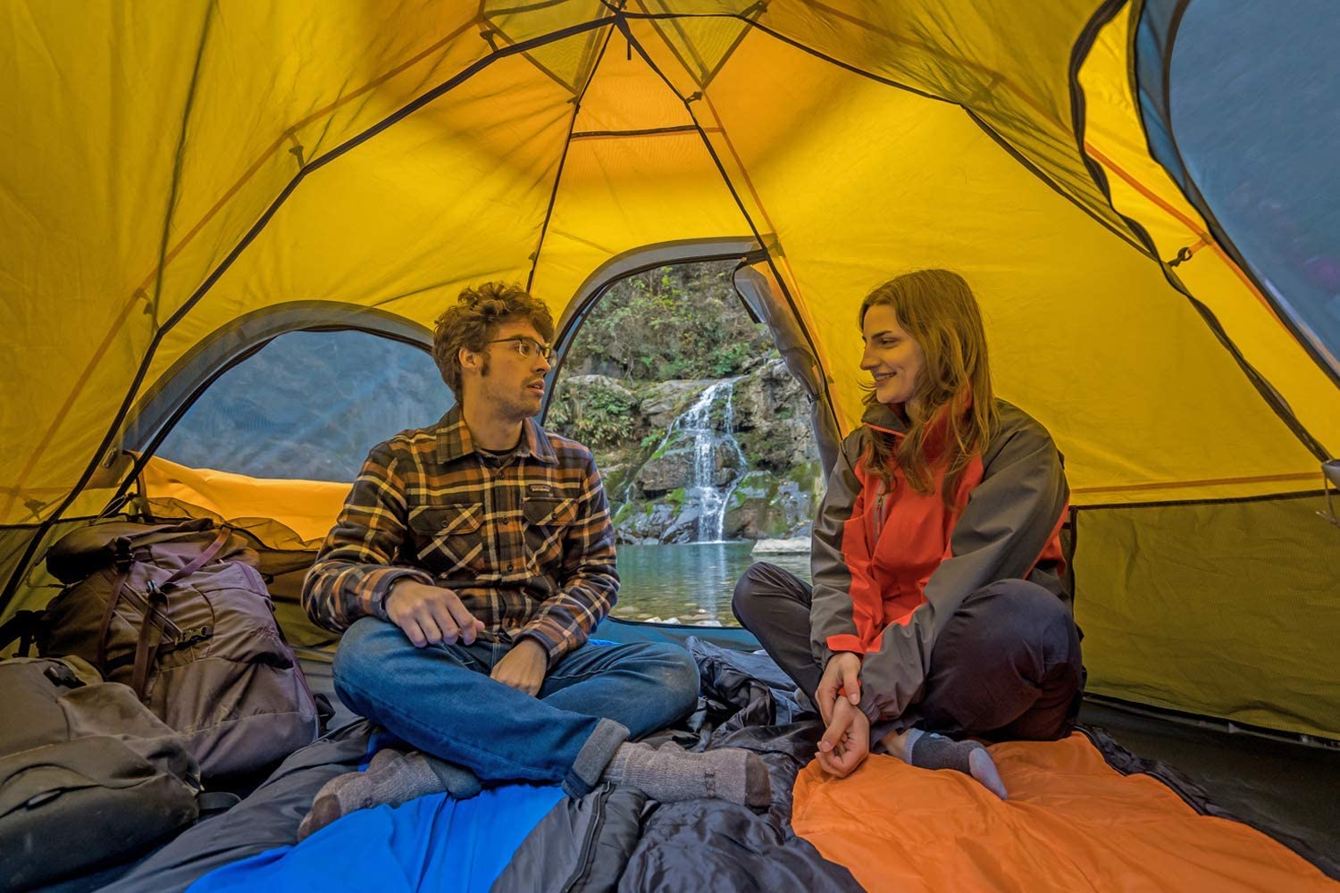 KAZOO tent yellow set up demonstrates quick, tool-free setup in minutes