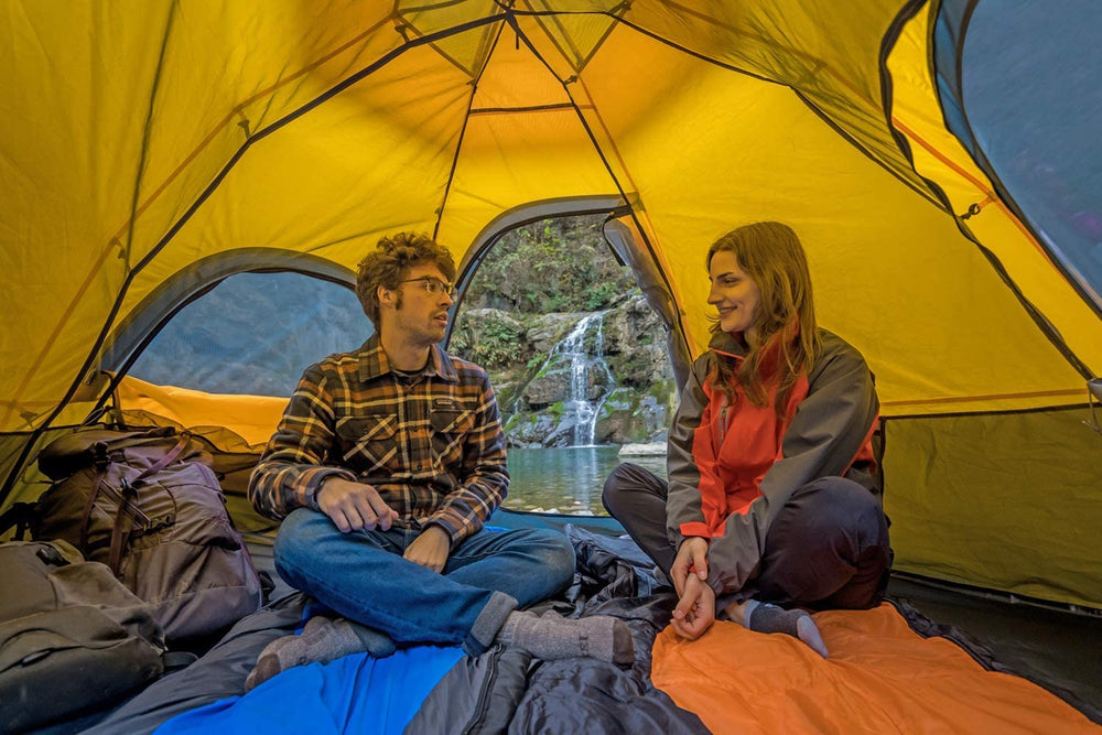 KAZOO tent yellow set up demonstrates quick, tool-free setup in minutes