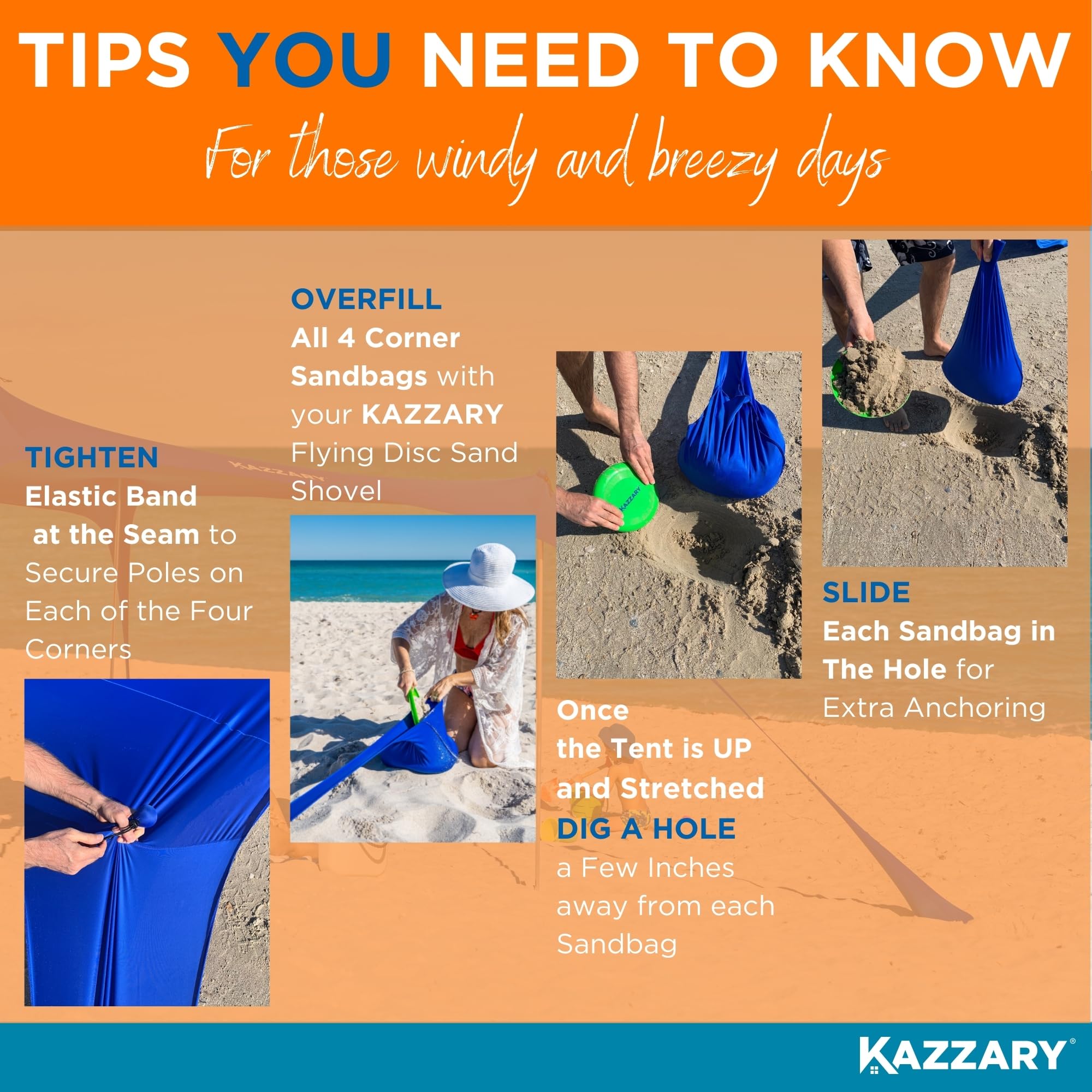 KAZZARY Beach Tent 7ft tall provides comfortable headroom.