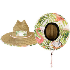 KC Republic Malabar straw hat with flamingo print for stylish sun protection on the beach