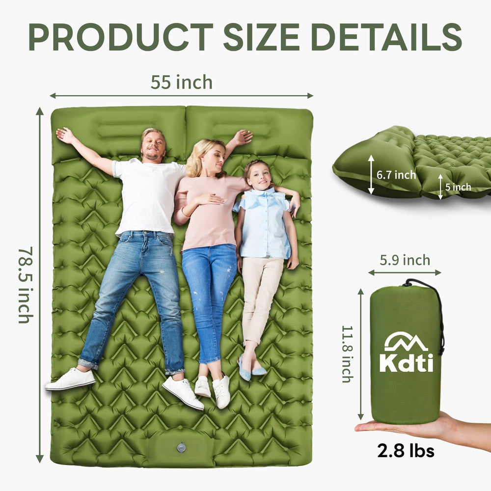 Kdti sleeping pad built-in foot pump — quick, effortless inflation