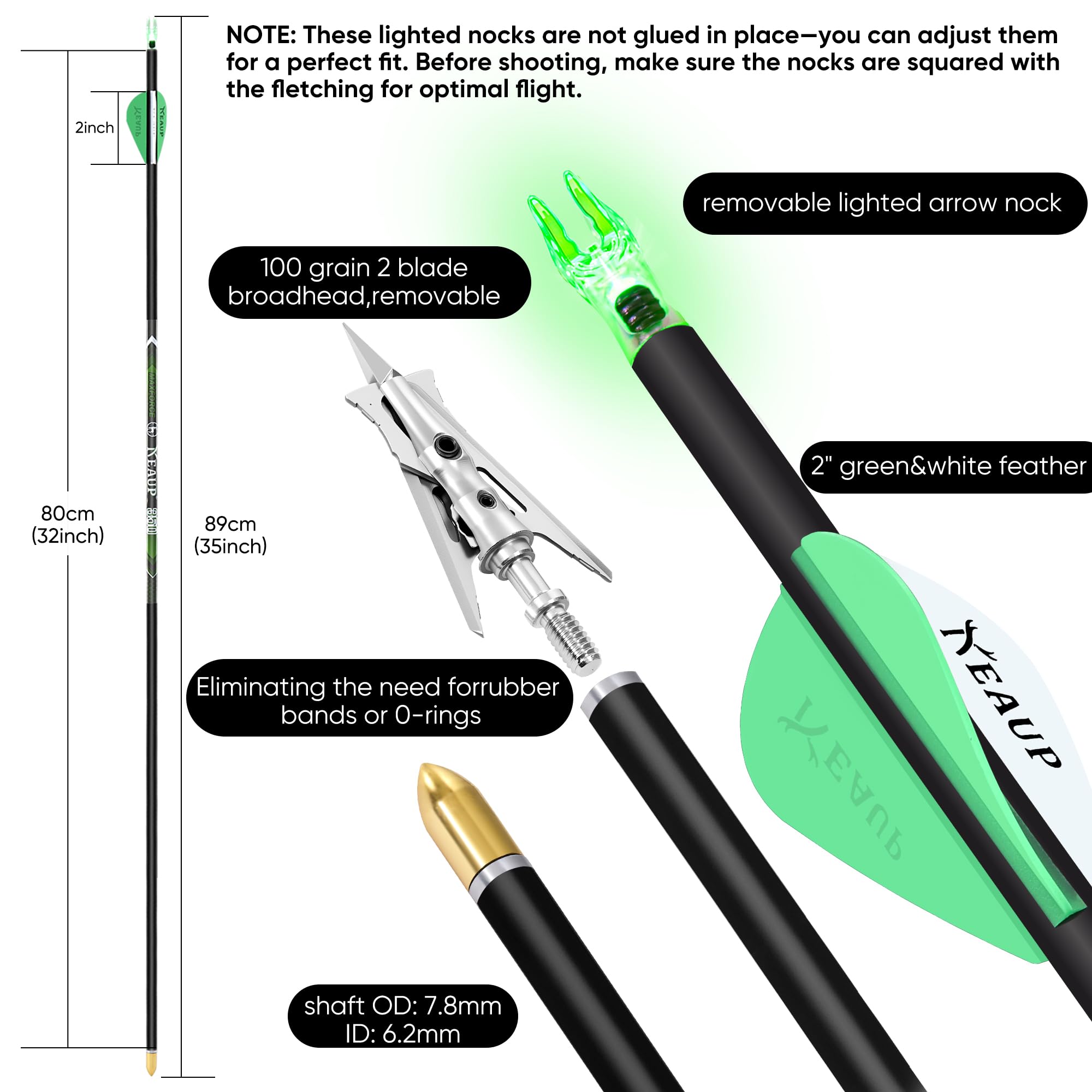 KEAUP spine options 300-350-400-500 for bow tuning.