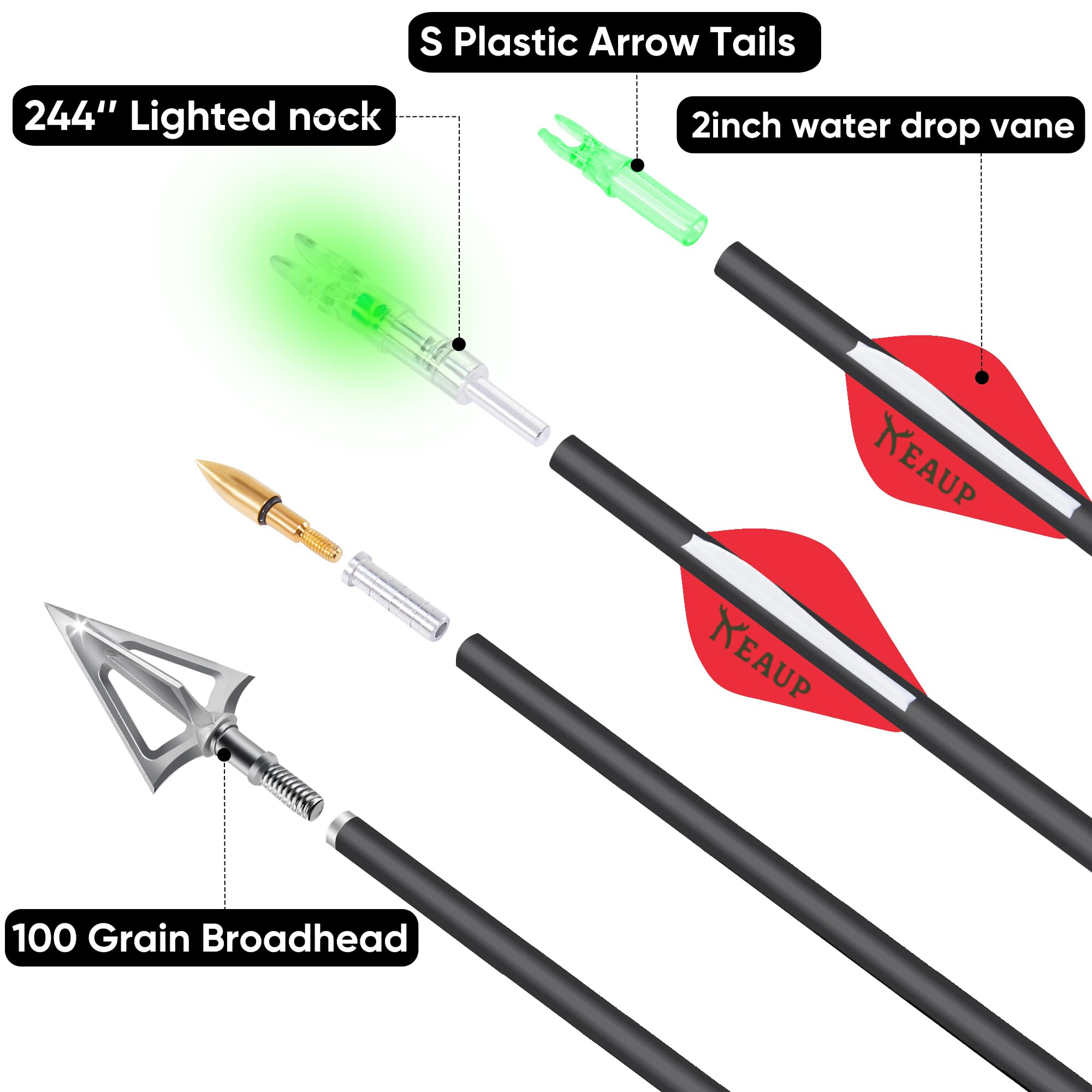 KEAUP lighted nocks 6-pack for enhanced shot tracking in low light