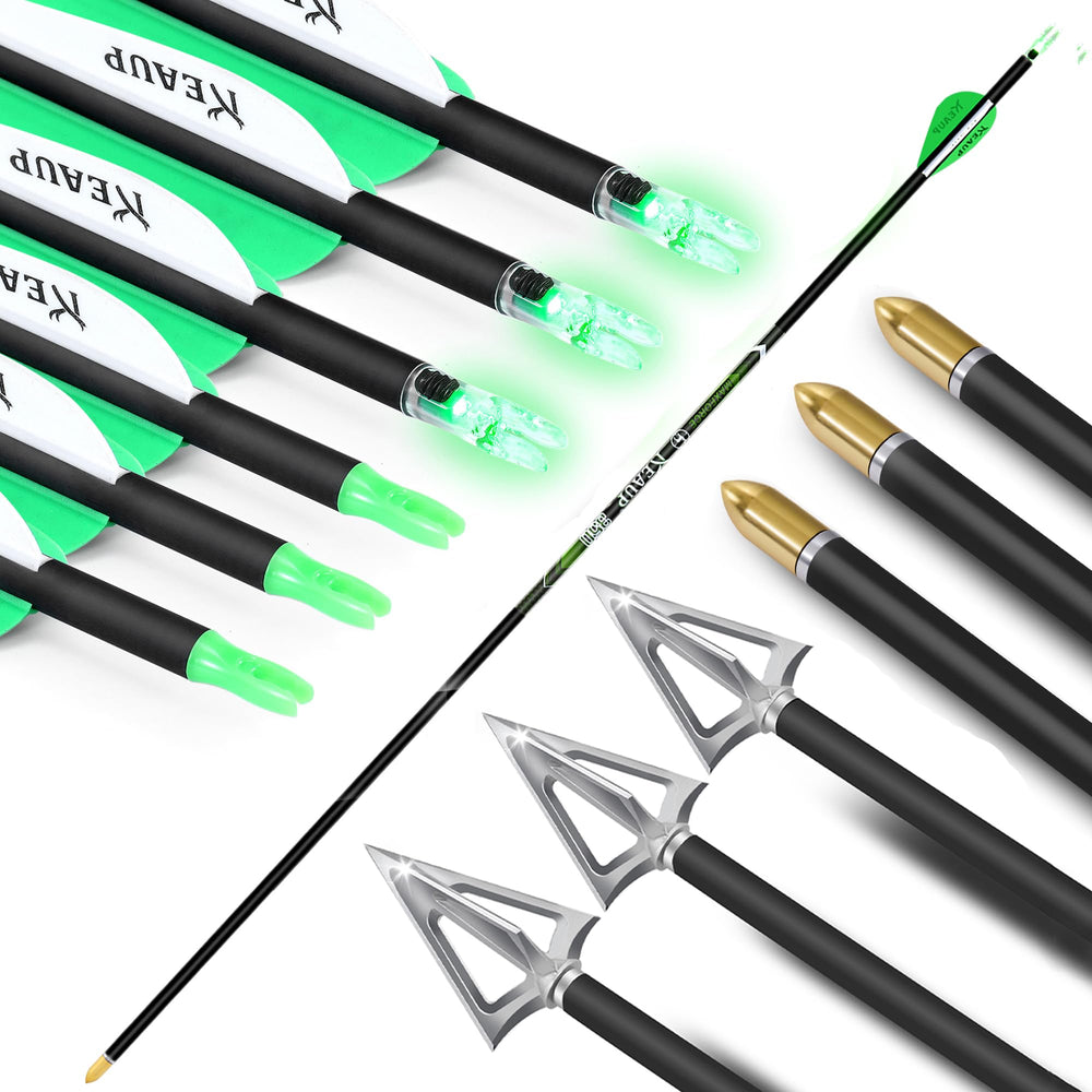 KEAUP lighted nocks close-up highlighting bright visibility in low light conditions.