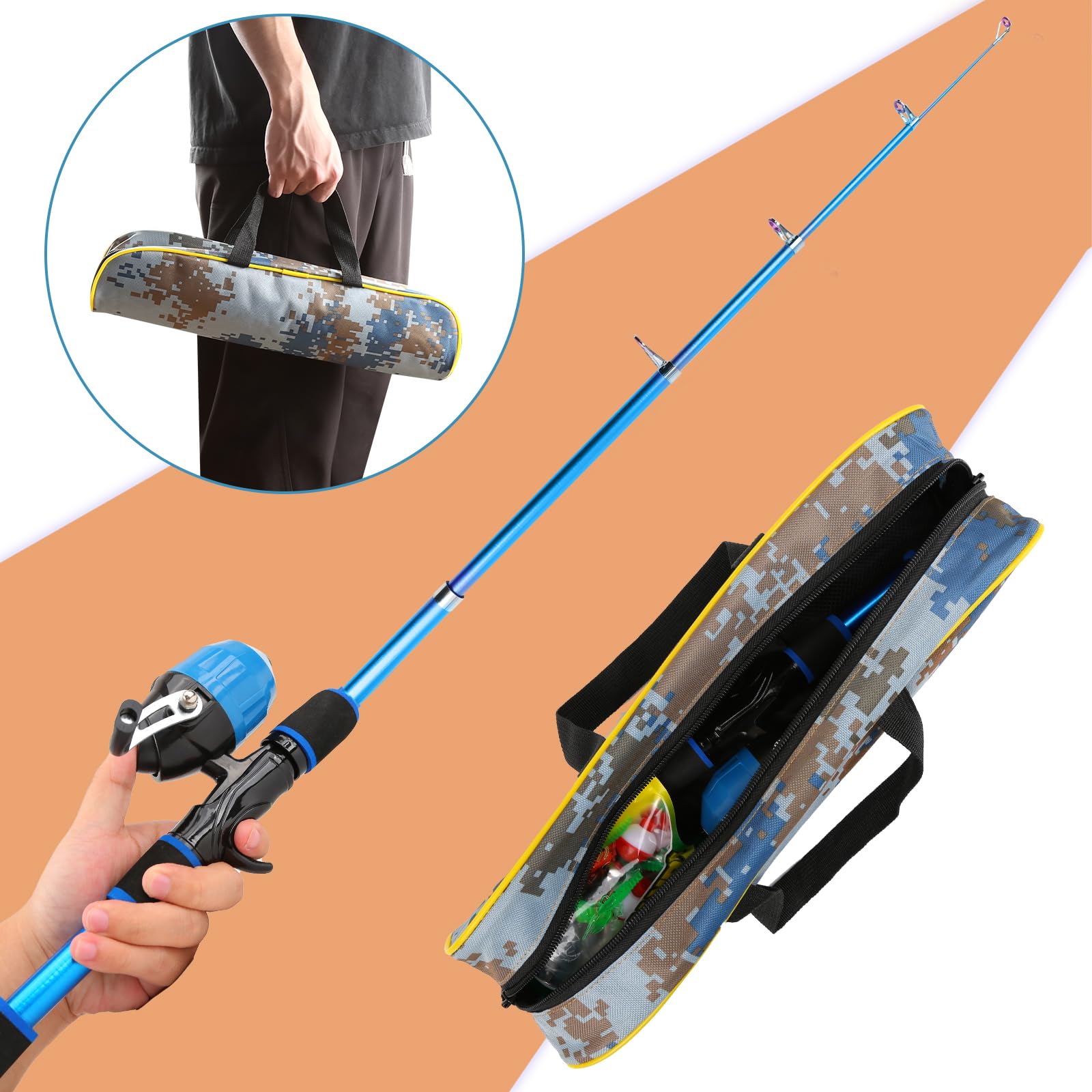 KecchKrezing collapsible fiberglass rod folded for easy car trips.