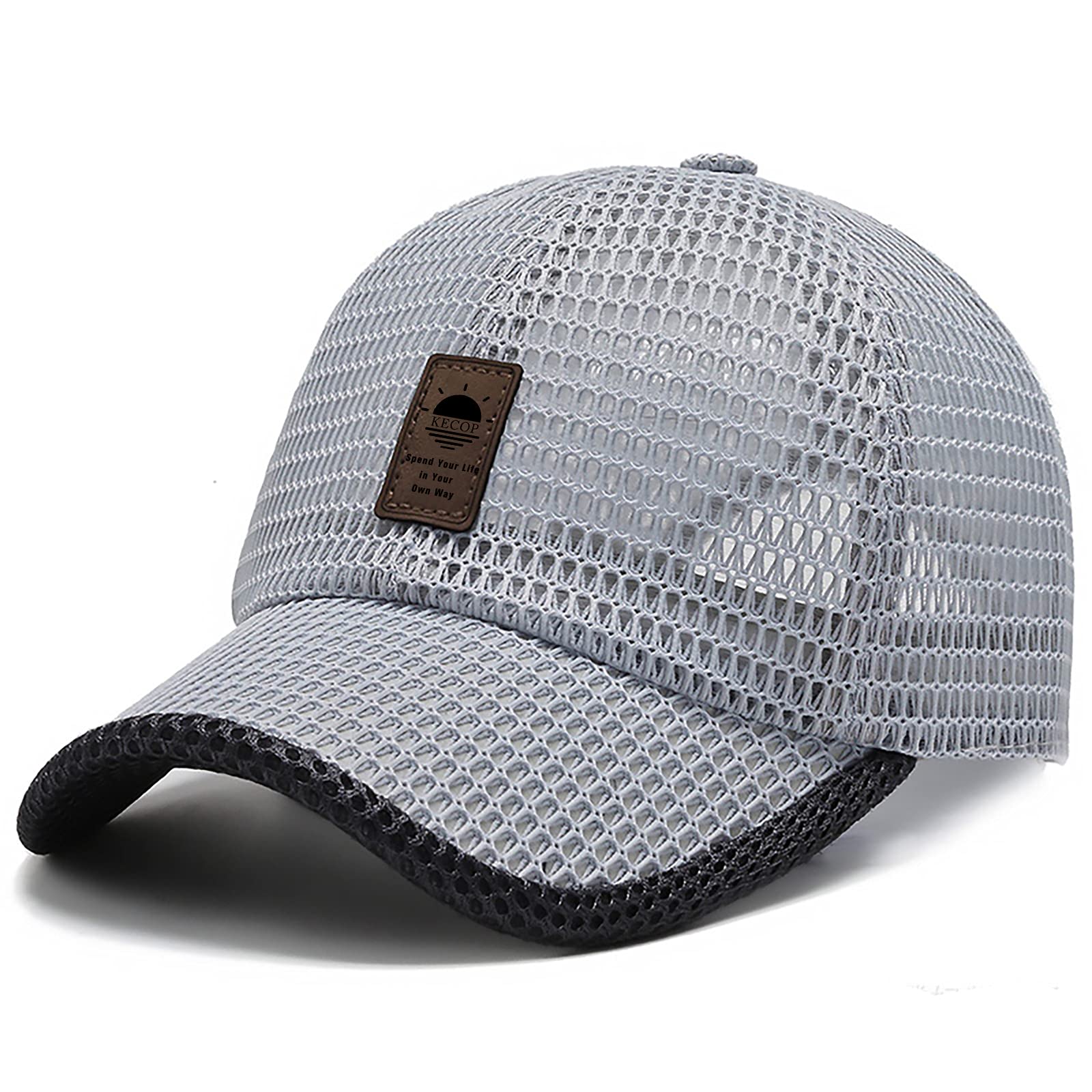 KECOP mesh hat front view in light grey