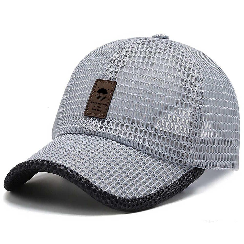 KECOP mesh hat front view in light grey