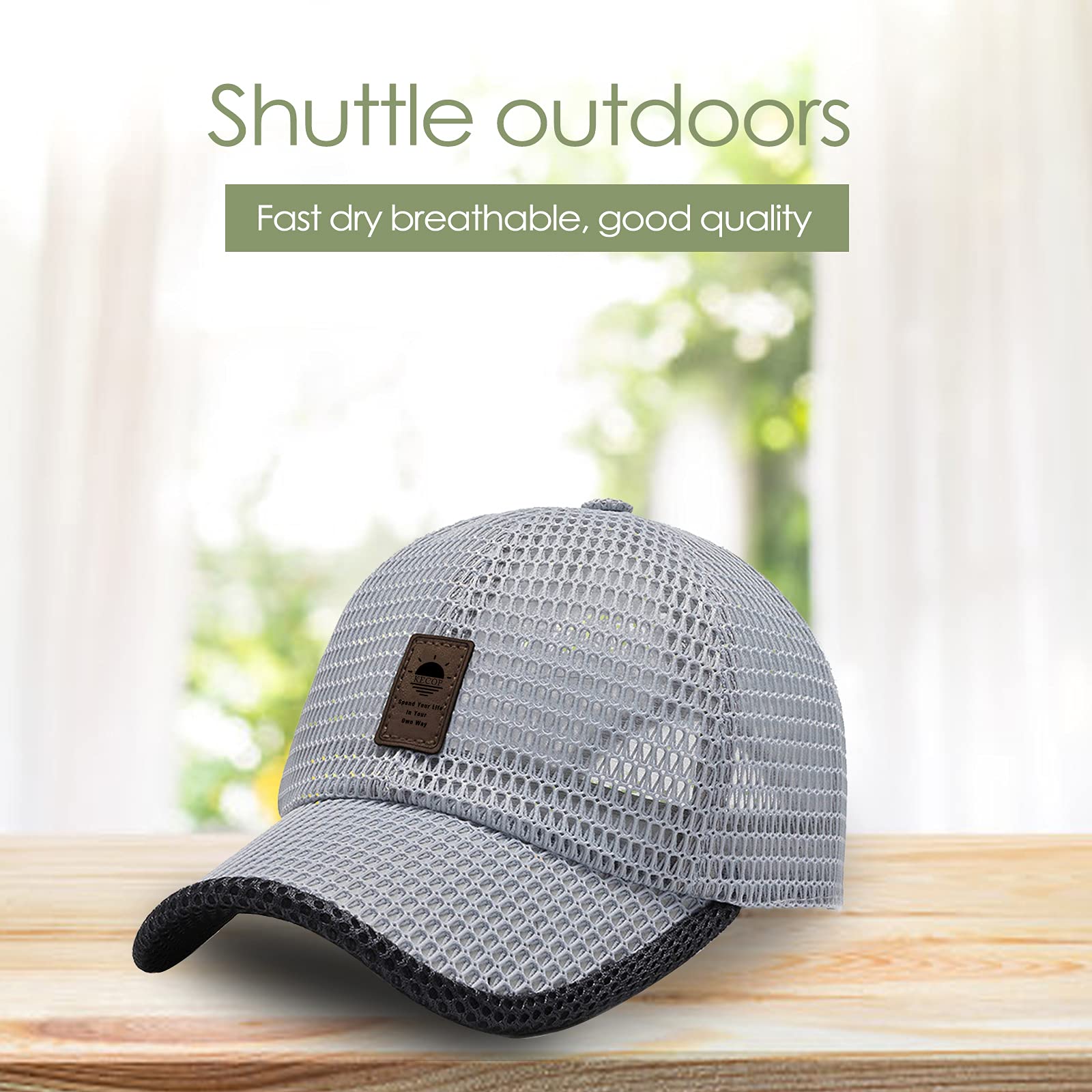 Back view showing adjustable strap on KE COP mesh hat
