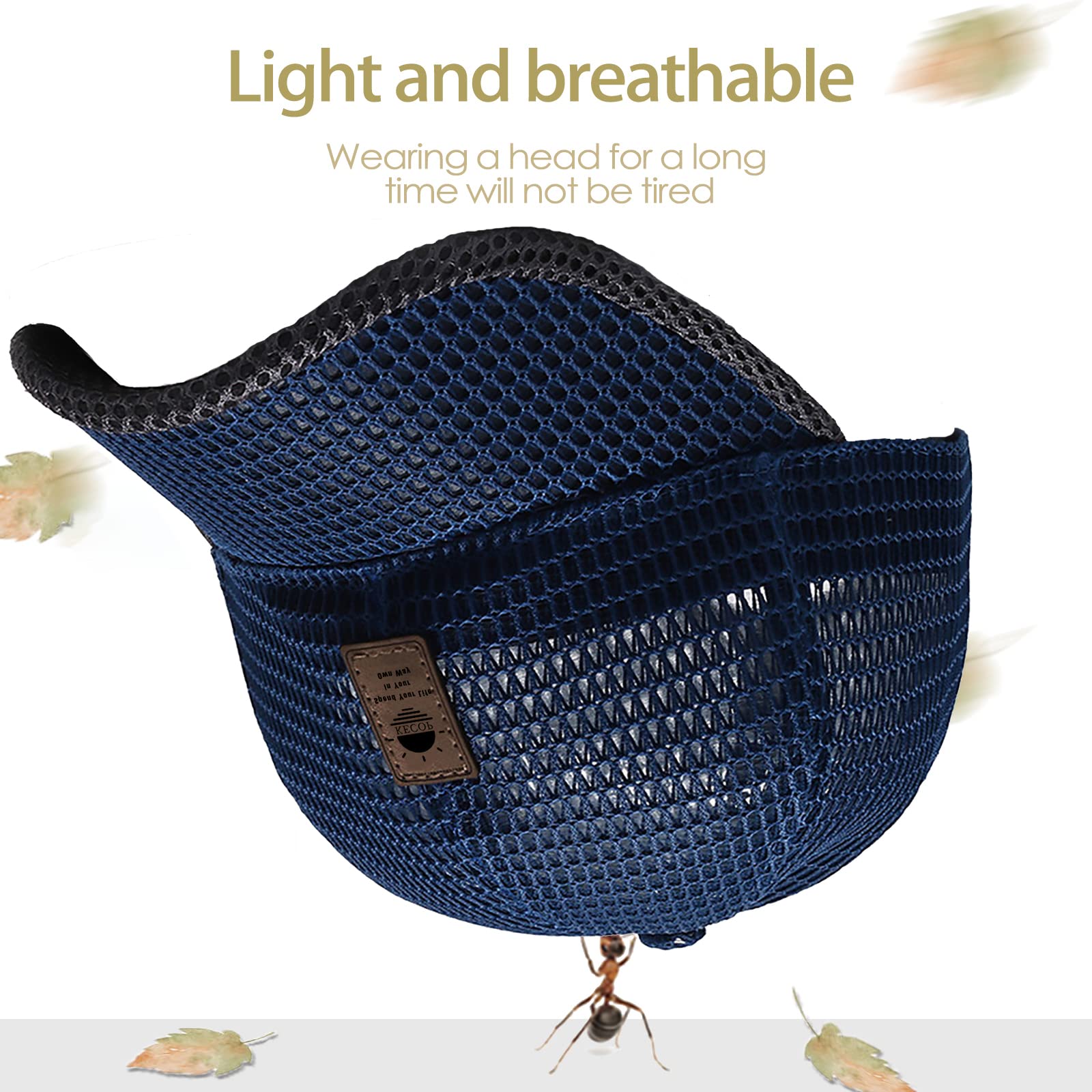 Lightweight blue mesh hat interior showing ventilation