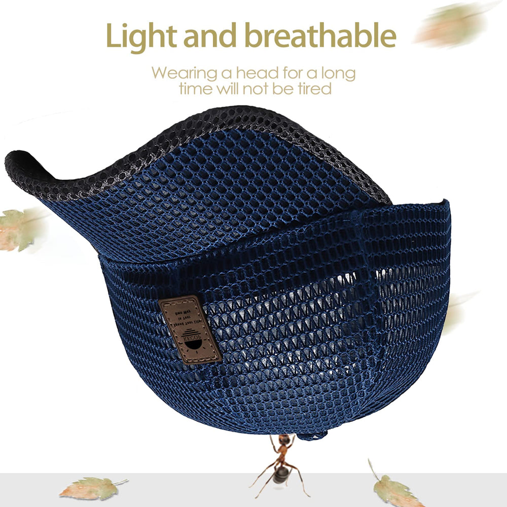 Lightweight blue mesh hat interior showing ventilation