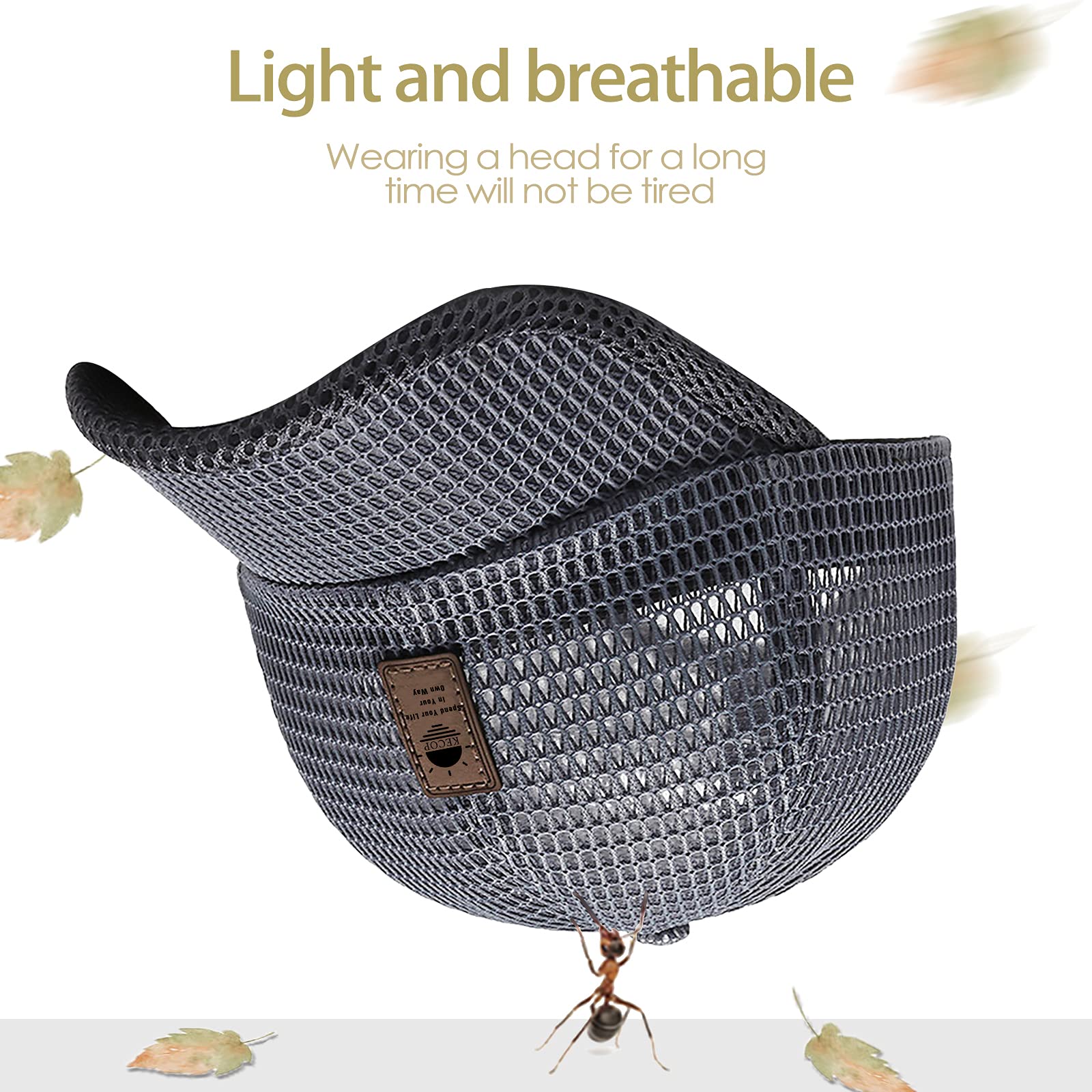 KECOP Mesh Hat fabric texture close-up emphasizes lightweight, quick-dry mesh.