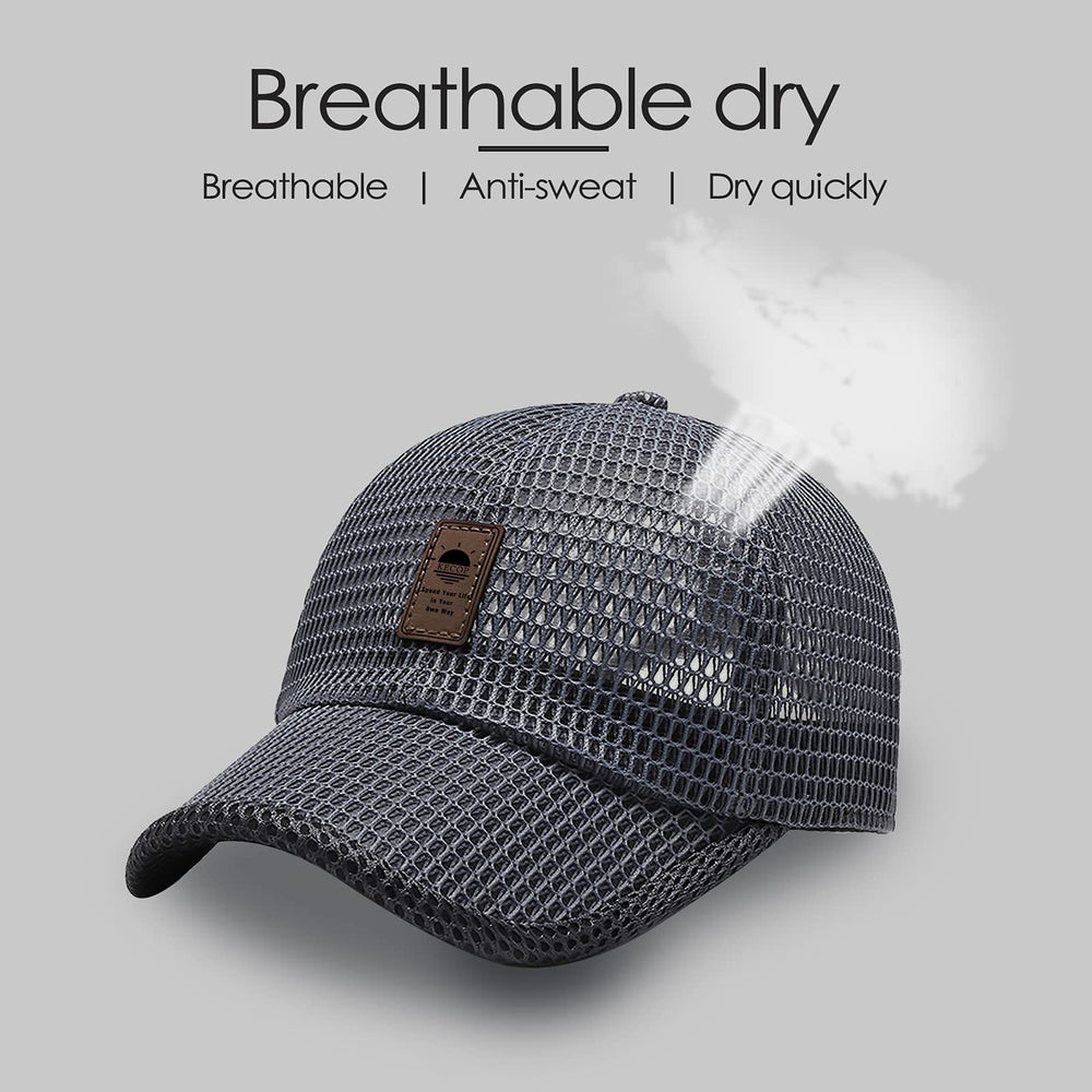 KECOP Mesh Hat in use during outdoor run shows sun protection and breathability.