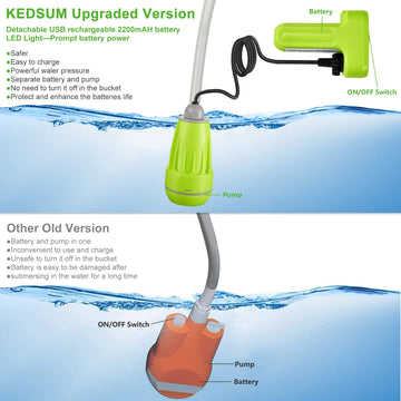 KEDSUM outdoor shower head pumps water from a bucket for easy setup