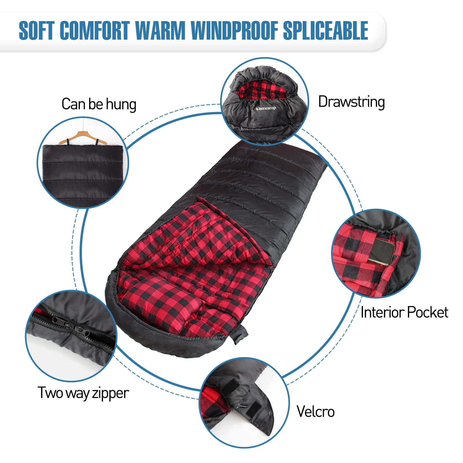 Keencamp sleeping bag compression sack enables compact packing for travel