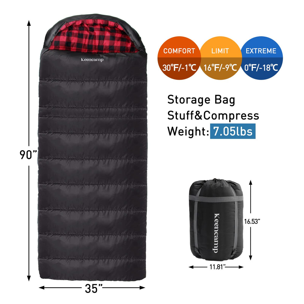 Keencamp XXL sleeping bag dimensions emphasize roomy comfort for big and tall users