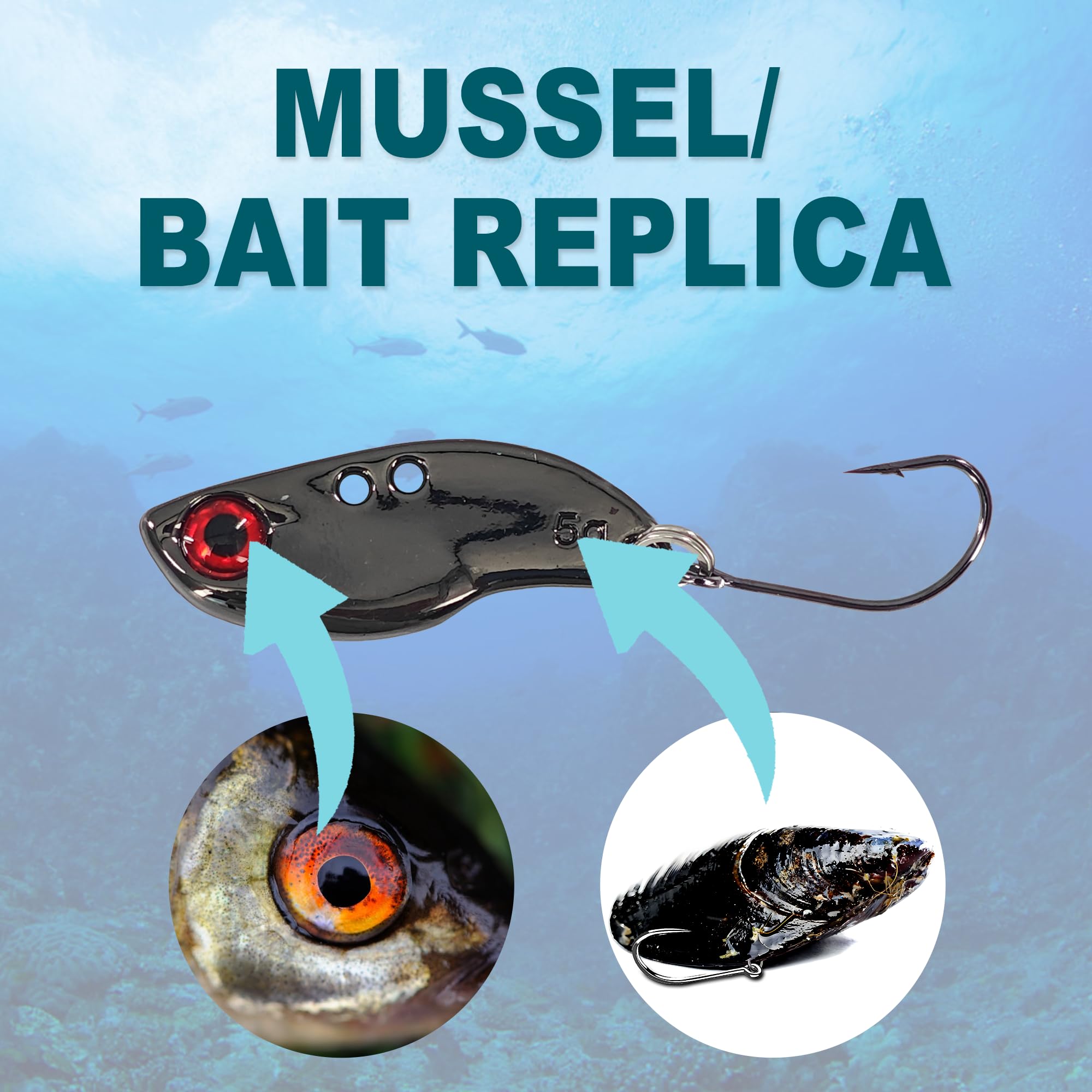 3D eye detail on 5g metal vibe blade lure