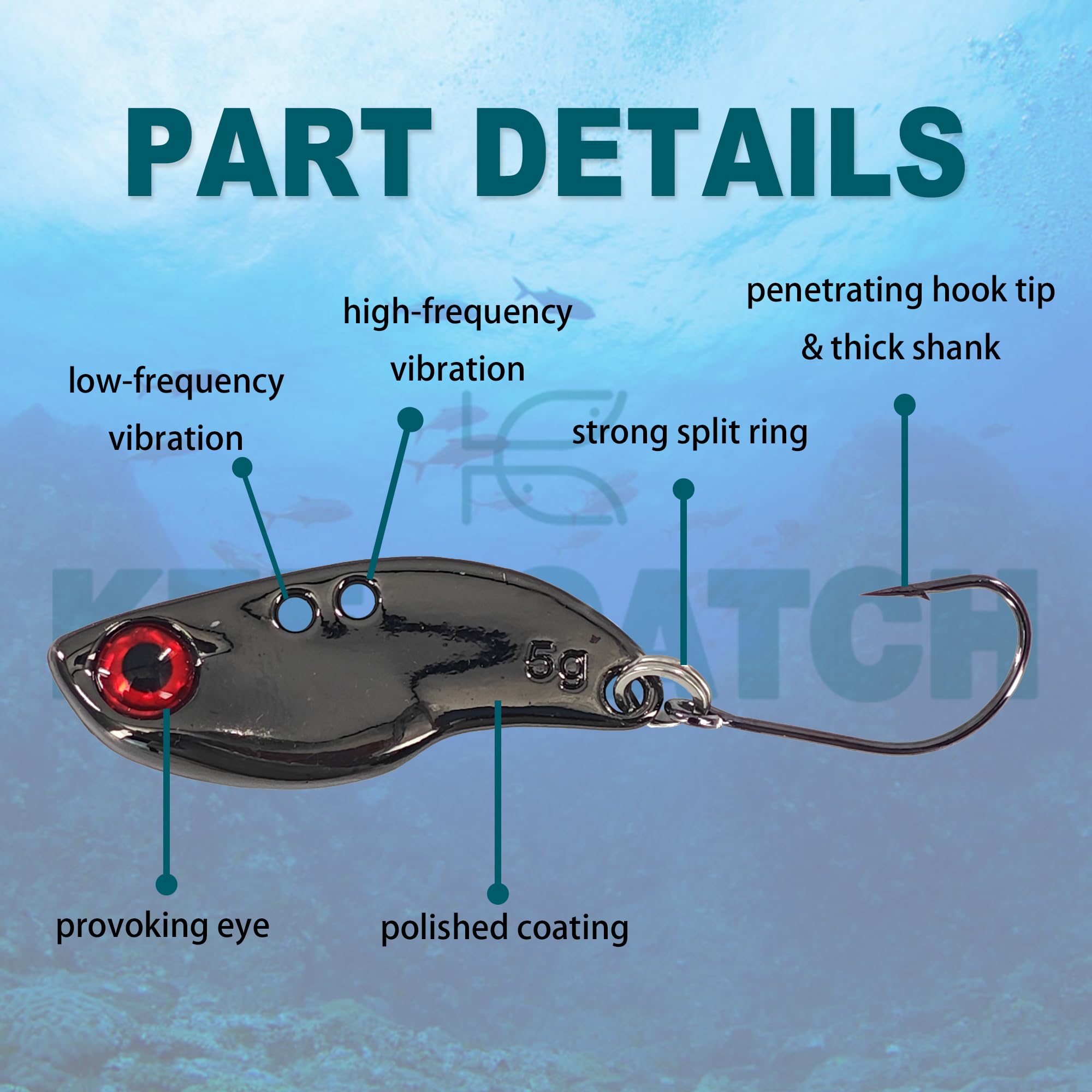 Keencatch Bream Lure 5g metal vibe top view