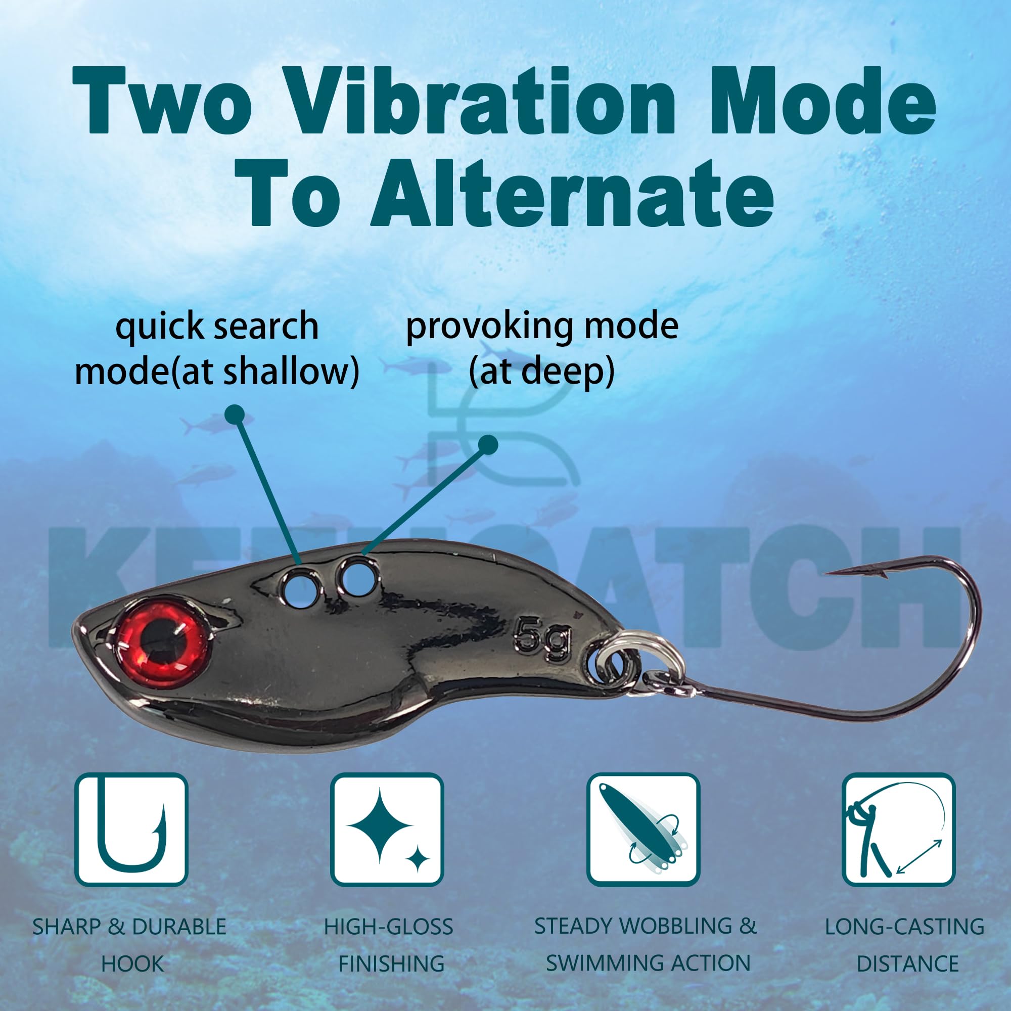 Dark mussel-shell coating on 5g metal vibe blade bait