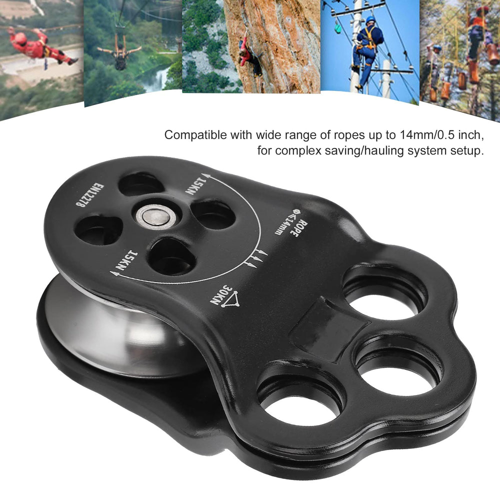 Keenso 30KN climbing pulley bearing system demonstrates reliable double bearings for steady sliding.