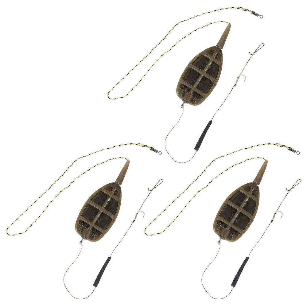 Keenso carp inline method feeder 3pcs: durable plastic construction for long-lasting carp fishing sessions.