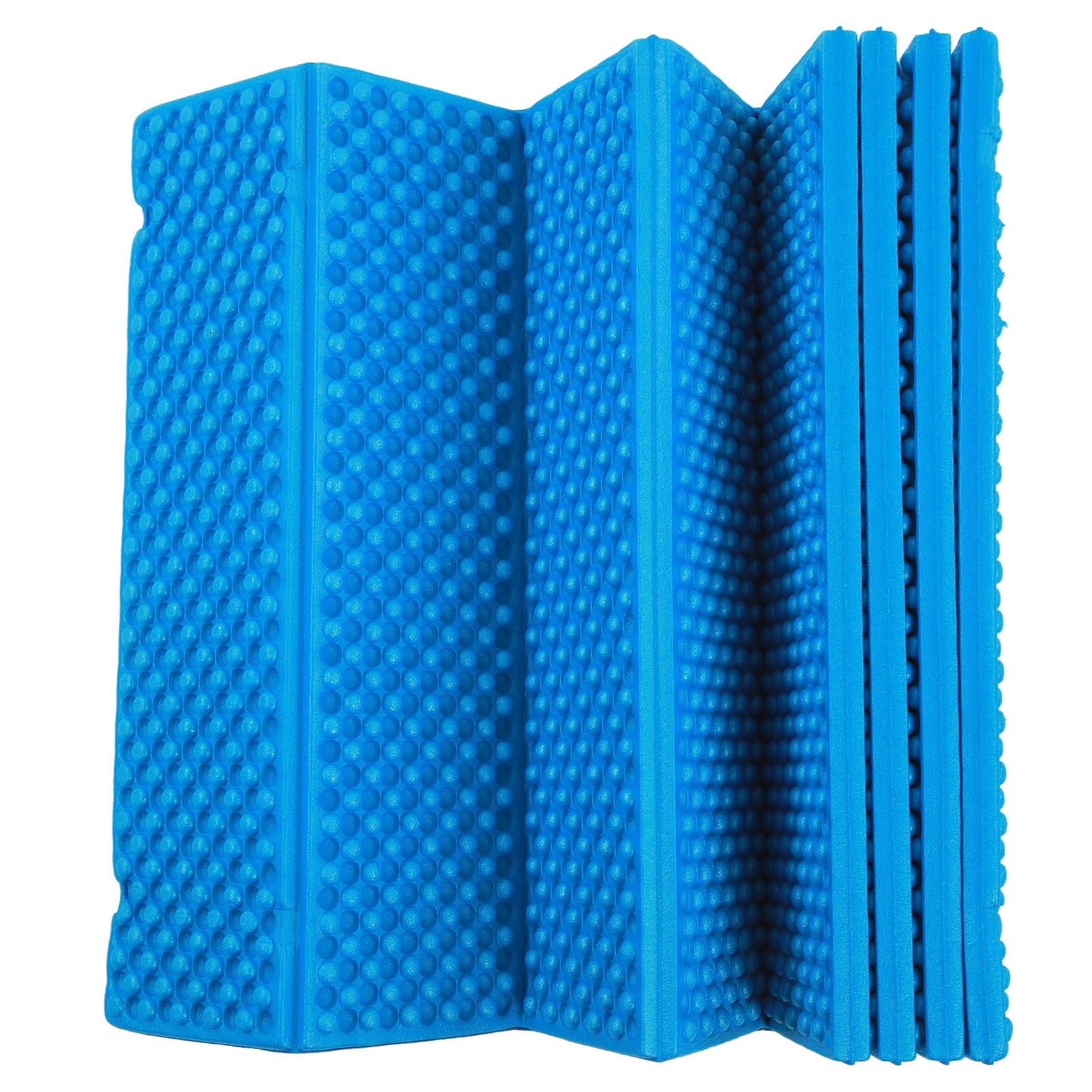 Keenso Double Egg Crate Sleeping Pad folded compact blue demonstrates portability for travel and camping.