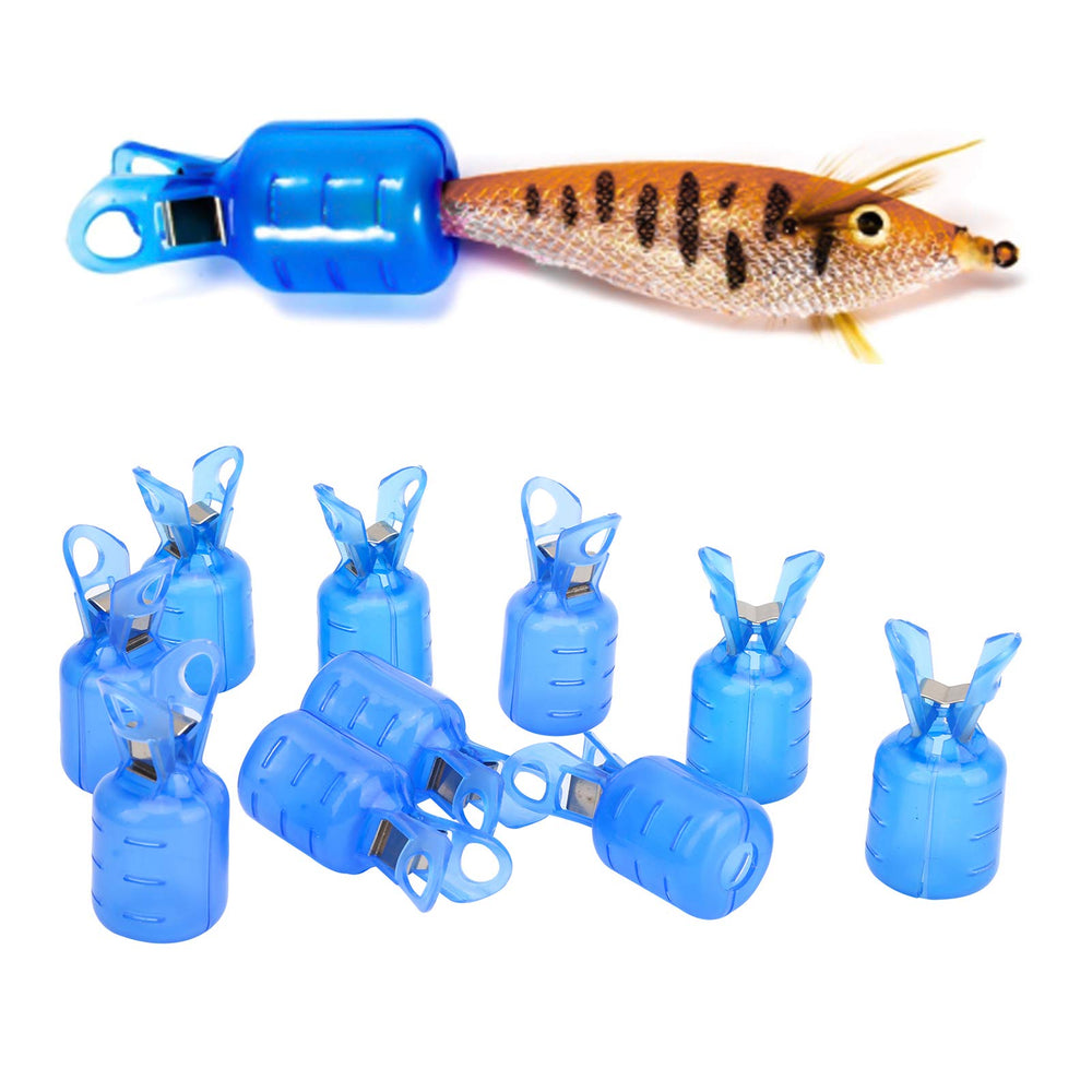 Squid jig hook protector being used on tackle