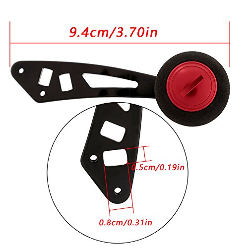 Keenso red knob grip, mounting holes close-up, compatible with multiple reel brands
