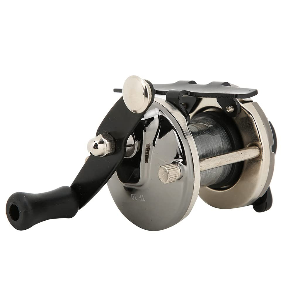 Keenso lateral reel design for on-ice crappie fishing.