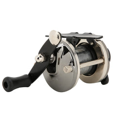 Keenso lateral reel design for on-ice crappie fishing.
