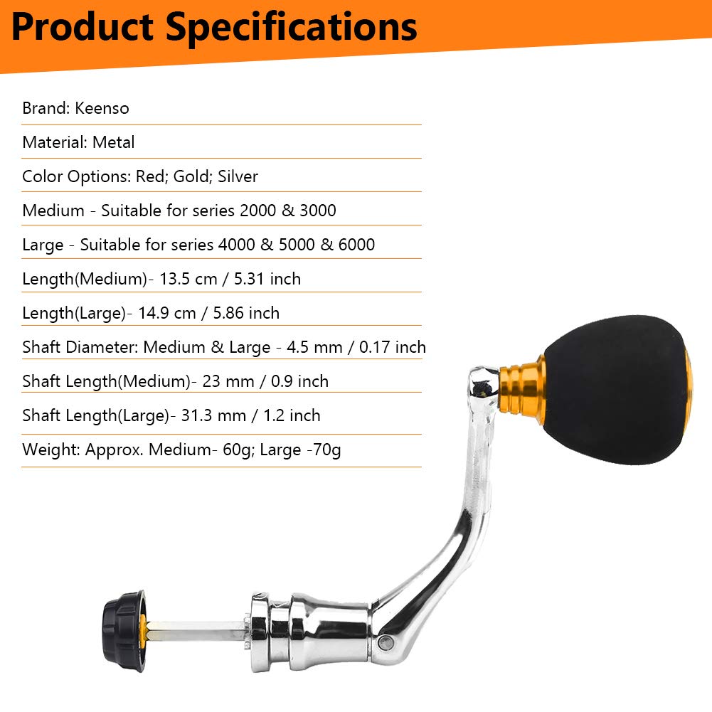 Keenso reel replacement handle hexagonal trunk design for durability