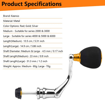 Keenso reel replacement handle hexagonal trunk design for durability