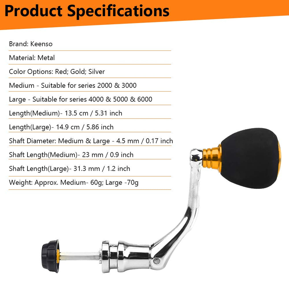 Keenso reel replacement handle hexagonal trunk design for durability