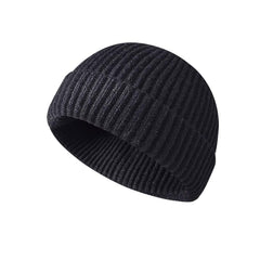 KEEPFLY Knit Cuff Short Fisherman Beanie in Black, front view