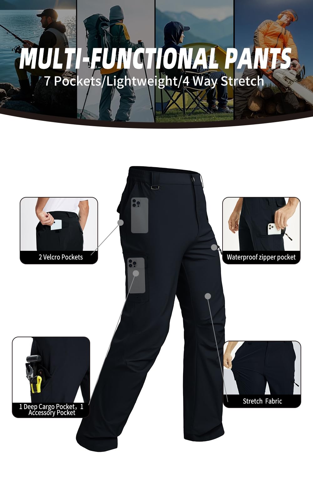 KeihTrail men's hiking pants 3D knee design enables greater movement while climbing.