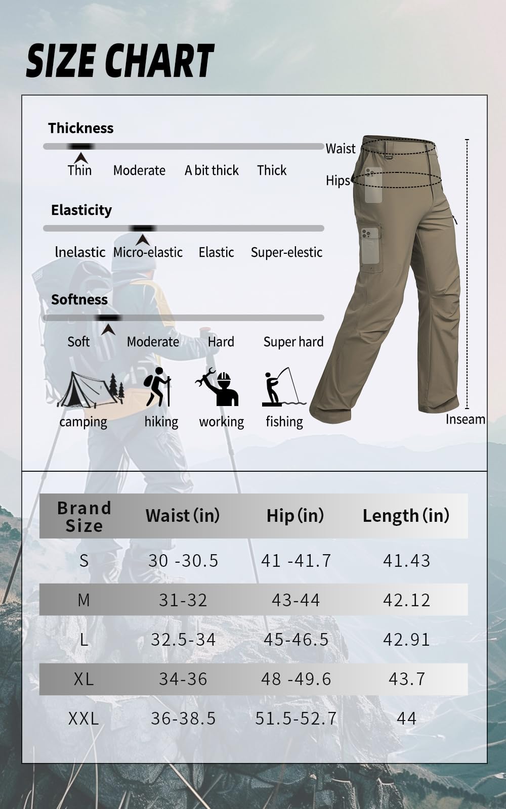 KeihTrail men's hiking pants in dark khaki suitable for outdoor wear