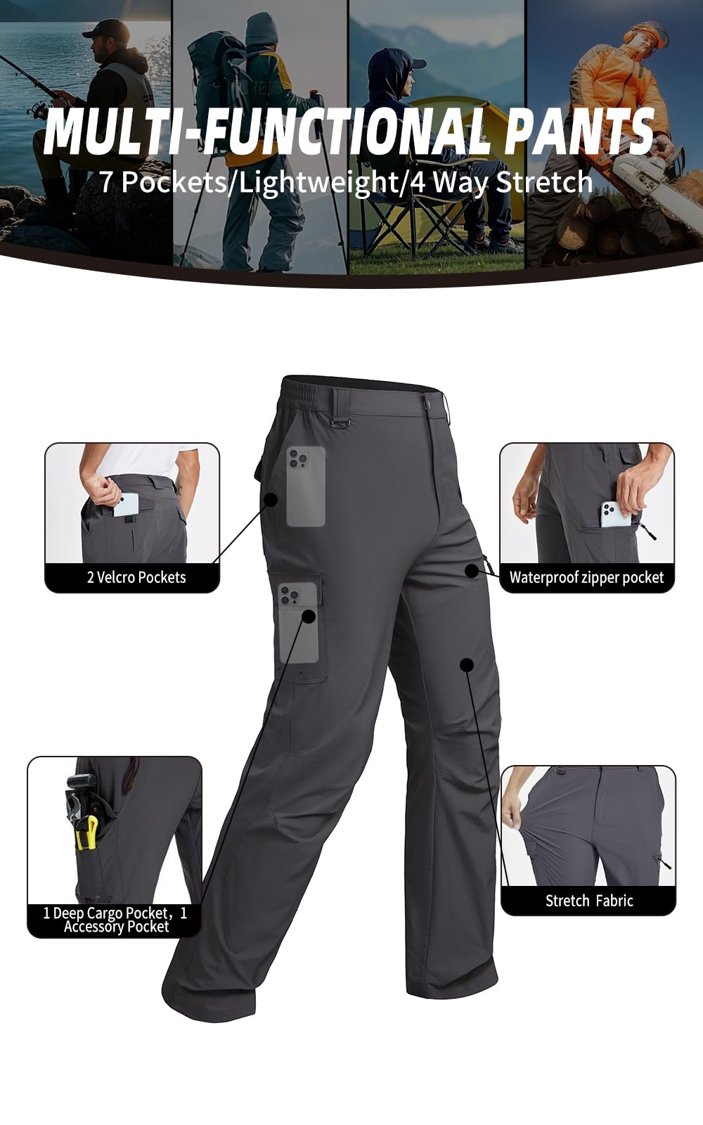 KeihTrail outdoor pants daily-wear dark gray: durable for everyday outdoor activities.