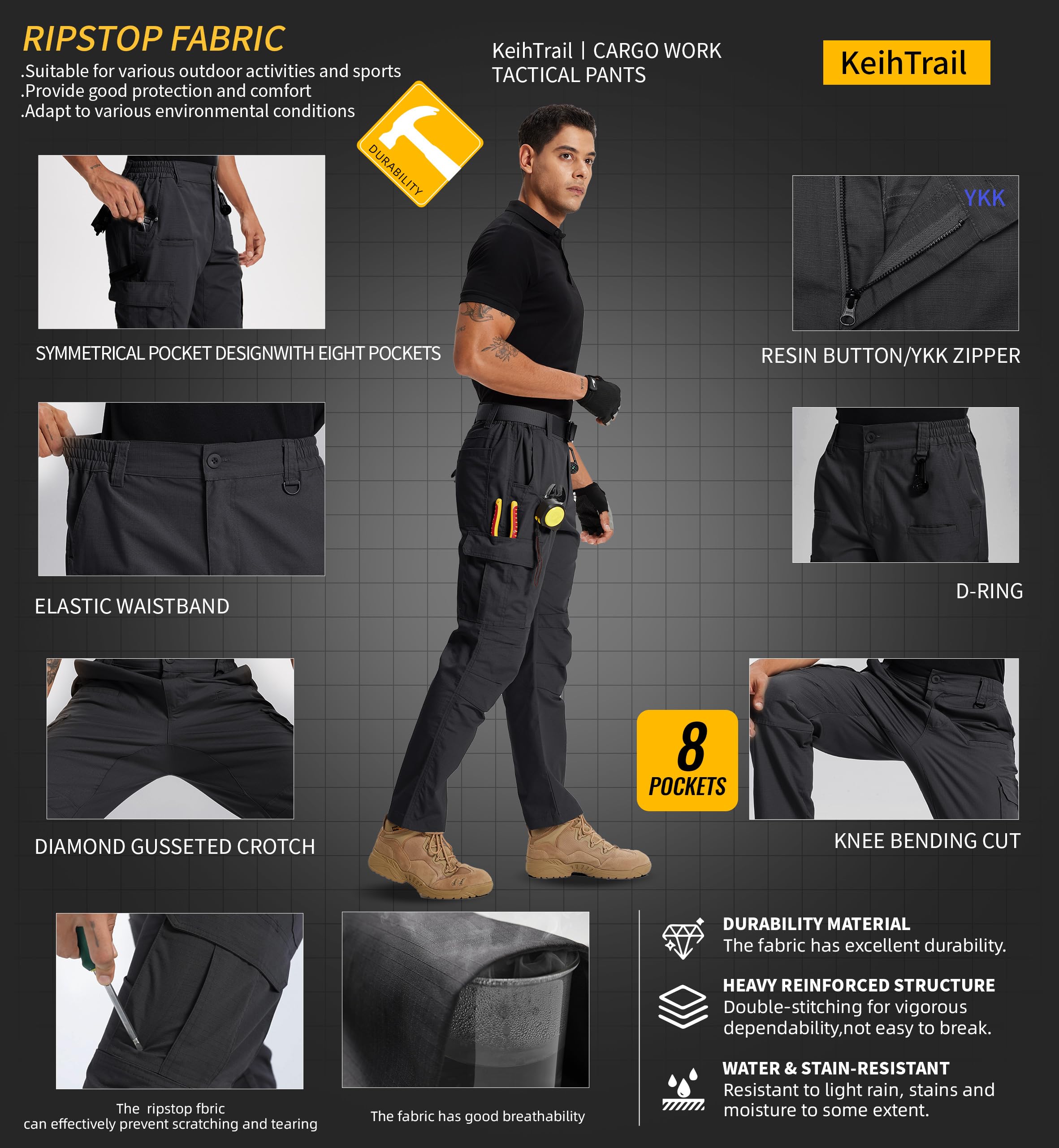 KeihTrail water-resistant coating detail reducing light rain intrusion.